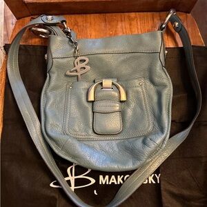 B. Makowsky Turquoise Leather Crossbody Bag EUC!!